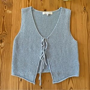 Sofie the Label Light Blue Knit Tie-Front Tank